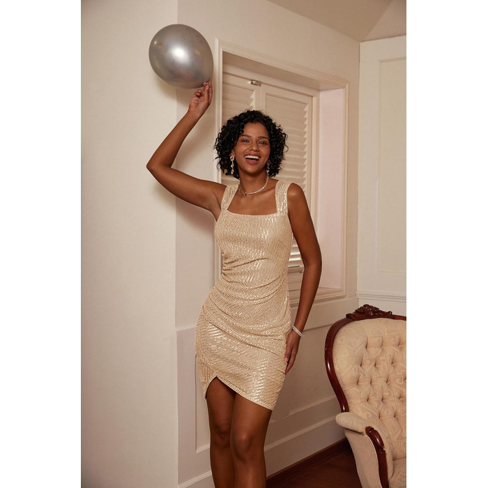 Сукня Grace Karin з паєтками, міні, без рукавів, для вечірки/коктейлю, XXL, золотий шампань