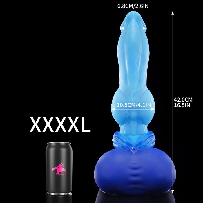 Nothosaur GRAEMEN: Дildo з силікону з присоскою, 24 см, синій (4XL, для чоловіків та жінок)