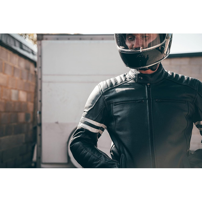 Чоловіча шкіряна мотокуртка Texpeed Cafe Racer з захисними вставками, чорна, розмір XL