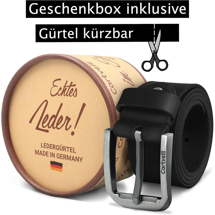 Шкіряний чоловічий ремінь преміум-якості Made in Germany, натуральна шкіра, 40 мм, колір кавіар чорний, розмір 110 з подарунковою коробкою