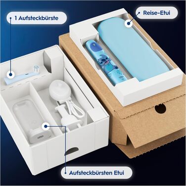 Електрична зубна щітка для дітей Oral-B iO Series 2 Stitch Blue, 3 режими чищення, рожева, з дорожнім футляром та 1 насадкою