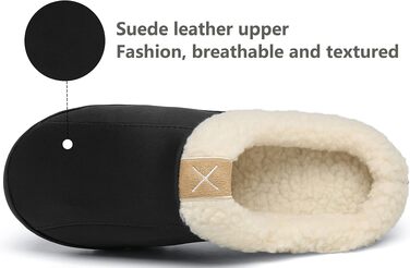 Чоловічі зимові капці з ефектом пам'яті Memory Foam, теплі плюшеві тапочки з підкладкою, протиковзаючі, для дому та вулиці, розмір 46/47 EU, чорні