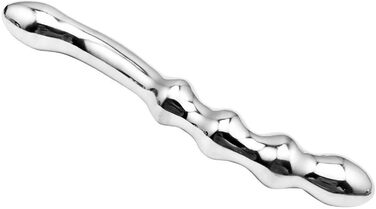 Анальний плаг з нержавіючої сталі, подвійний, для стимуляції G-точки та простати