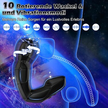 Вібратор для чоловіків Analplug для чоловіків – стимуляція простати, анальний плагін, секс-іграшка для чоловіків з 10 обертами та 10 вібраціями, секс-іграшка для пар Buttplug