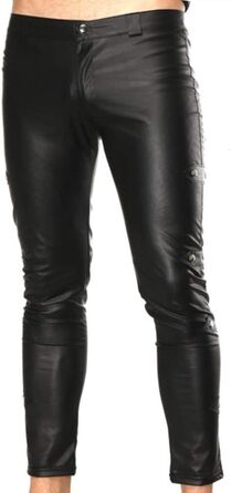 Чоловічі шкіряні штани Lederhosen Slim Fit, чорні - для костюмів та косплею