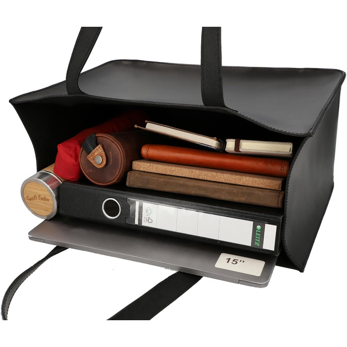Жіноча сумка-шопер Gusti Leder Agatha з натуральної шкіри буйвола, велика сумка на плече з відділенням для AirTag для офісу та навчання, чорна