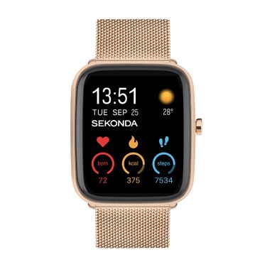 Смарт-годинник Sekonda Motion Plus 36 мм з рожевим силіконовим ремінцем та корпусом з рожевого золота, 30224