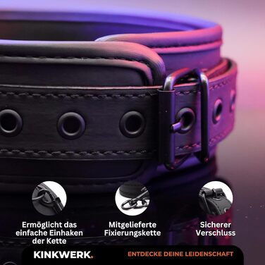 Нашийник Real PU для шиї з ланцюгом-керівником | Гнучкий та міцний для бондейдж-ігор | Зручне внутрішнє покриття | Естетичний, дискретний дизайн | BDSM, Бондейдж