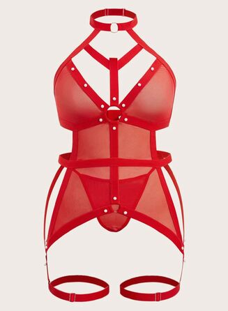 Еволюст - Комплект спідньої білизни для жінок (4XL, Червоний/Подорож, Однотонний (Getaway Solids))