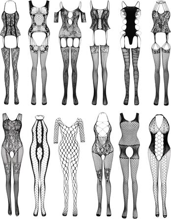 Чорна мереживна піжама з мереживом та шкарпетками для романтичних побачень (12 шт.)