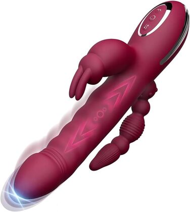 Вібратор-дилда JFRong 3-в-1 для жінок: стимуляція G-точки, клітора та анусу. 10 режимів вібрації та телескопічна конструкція. Інтимні іграшки для дорослих