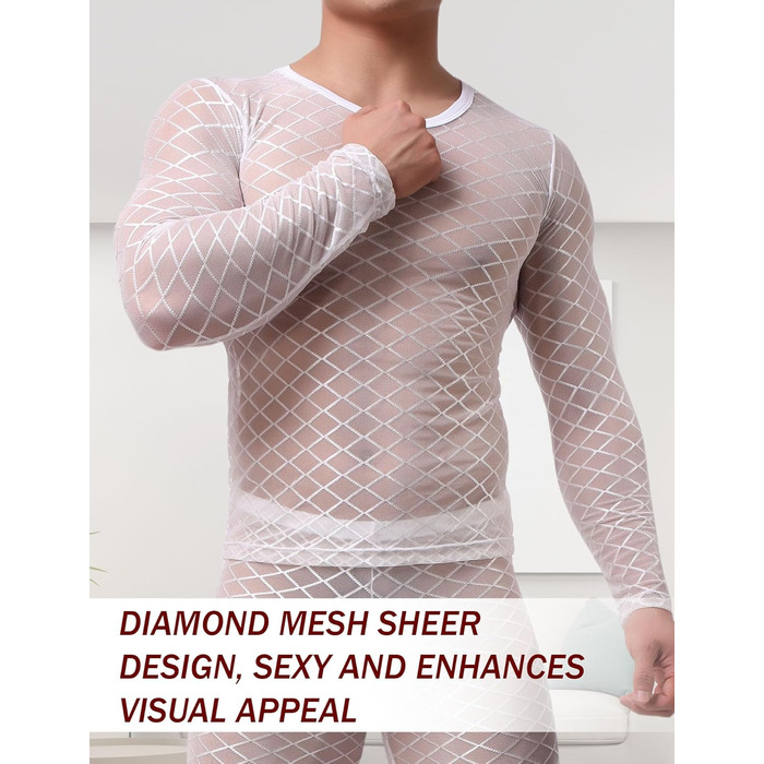 Футболка Maeau з сіткою та ромбом, прозора, спортивна, для чоловіків, розмір M-X (L, білий)