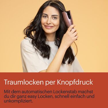 Автоматичний стайлер для завивки волосся Grundig EasyCurl HS 6230, бездротовий керамічний плойка для локонів, 3 температурні режими, LCD-дисплей, фіолетовий