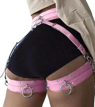 Жіночий готичний набір ременів на стегна з шкіри, регульовані панчохотримачі для нижньої білизни, косплей, карнавал, панк, вечірні образи (Рожевий)