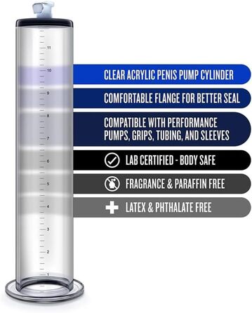Аксесуар для помпи для статевого члена NAIXBTY: прозора трубка з масштабом для збільшення статевого члена, ерекція, допомога при імпотенції, вакуумна помпа, секс-іграшка для чоловіків (22.9*5.1/5.4 см)
