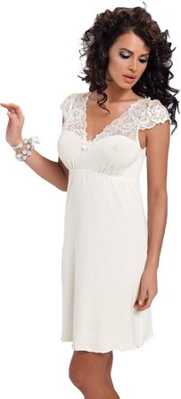 Selente Sweet Dreams: Елегантний короткий нічний халат/піжама для жінок з мереживом, розмір 48, бежевий (виготовлено в ЄС)