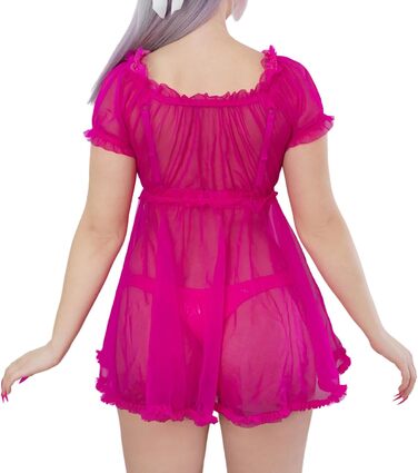 Прозора мереживна сукня-боді LittleForBig для дорослих та дітей, рожева, розмір XXL