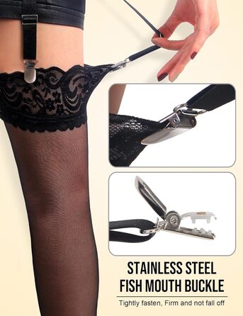 Гіртер (стрінг) з широким поясом Comeondear для жінок, розмір M-L, чорний. Комплект спідньої білизни з мереживом, 6 регульованих кліпсів, для пишних жінок, висока талія.