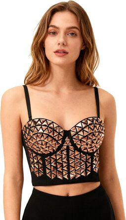 Жіночий топ-корсет Royal Smeela з блискітками, на тонких бретелях, бюстгальтер, золотий колір