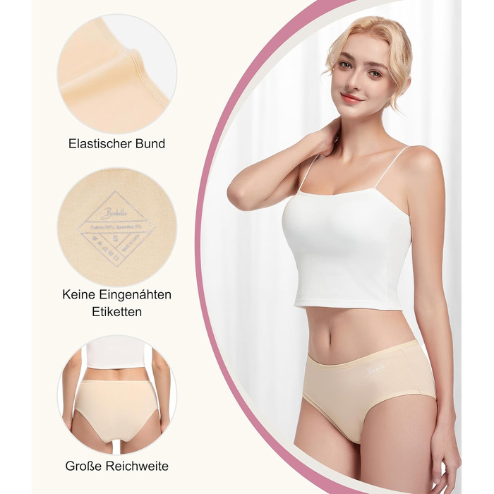 Бодібель Bobelle (5 шт.): бавовняні дихаючі труси для жінок. М'які, зручні, еластичні сліпи (S-XXL), багатоколірні