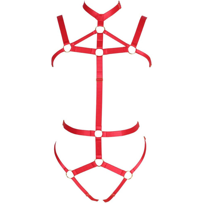 Жіночий комплект: корсет, стрінги, ремінь. Карнавальний костюм, готичний стиль, для фотосесій та танців (червоний)
