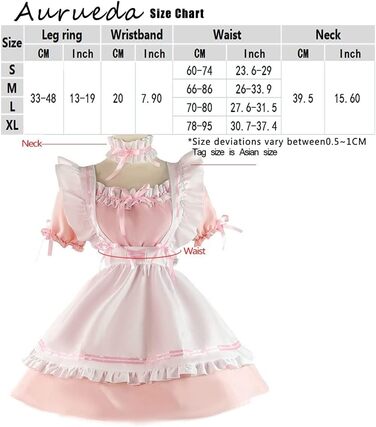 Костюм французької служниці Аніме: комплект для косплею, рожевий, розмір M