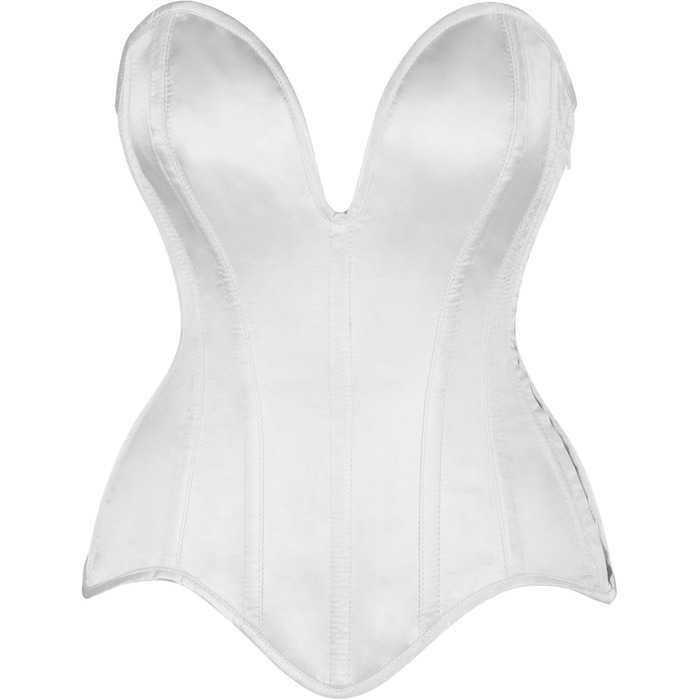 Корсет Daisy Corsets з високоякісної атласної тканини білого кольору, з металевими ребрами підтримки, модель Overbust, XS