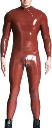 Комбінезон з латексу для чоловіків TIANXIAOQWE, темно-червоний, з блискавкою в паху, розмір XXL