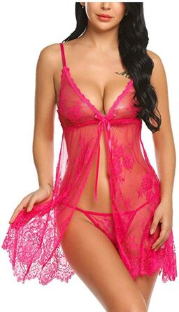 Сексуальна жіноча нічна сорочка з G-String та халтером, комплект білизни QQQQC Dessous