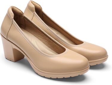 Жіночі робочі туфлі-човники Dream Pairs на стійких підборах, бежеві (розмір 39 EU, широка колодка)