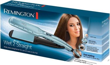 Випрямляч для волосся Remington Wet2Straight S7350 для вологого та сухого волосся, широкі пластини, LCD-дисплей, 140-230°C, бірюзовий