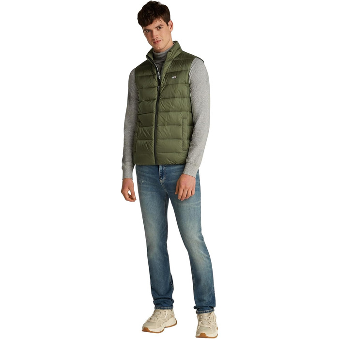 Чоловічий легкий пуховий жилет Tommy Jeans, колір Fatigue Green, розмір XS