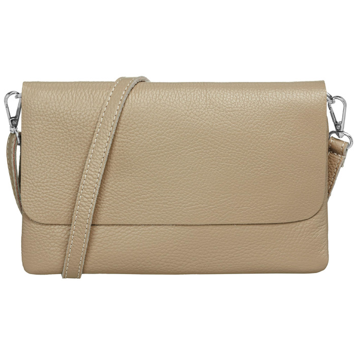 Жіноча шкіряна сумка-клатч Caspar Elegante CLASSIC LINE модель №835, сумка через плече для вечора з регульованим ременем, Made in Italy (Колір: Пісочний)