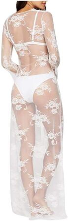 Шовковий халат-кімоно з V-подібним вирізом для жінок, білий. Халат з мереживом, квітковим візерунком, з поясом. Ідеальний для вечірки, весільної ночі або Дня святого Валентина.