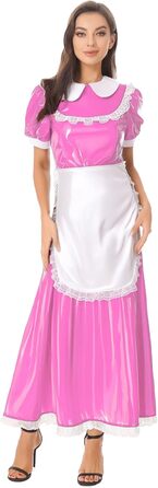 Костюм для косплею/карнавалу: сукня служниці з мереживом, рожева. Матеріал: шкіра, бренд Vxuxlje. Ідеально для Хелловіну, карнавалу та косплею.