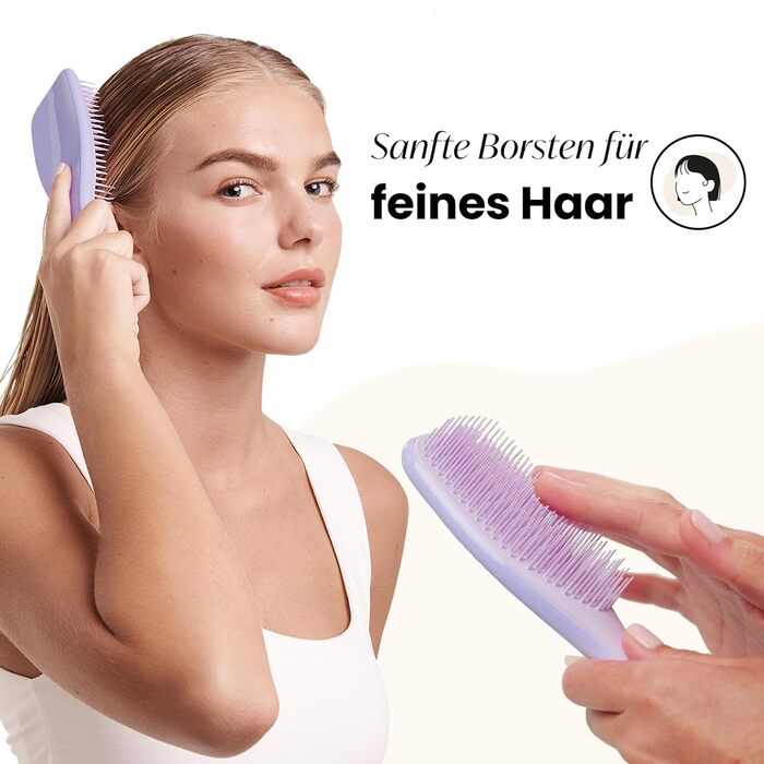 Щітка для волосся Tangle Teezer Ultimate Detangler для фарбованого, тонкого та рідкого волосся, фіолетова — двогодинна щетина для зменшення ламкості та виплухування