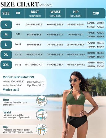 Бікіні Daen комплект Push Up, роздільний купальник з бретельками та фіксатором на шиї (Зелений та Чорний, L)