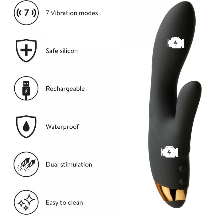 Вібратор Amorelie Virgo Premium для клітора та G-точки, чорний, 2x7 режимів, подвійний мотор