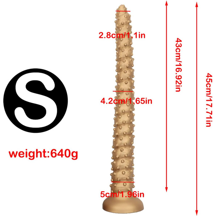 Анальний дилда Extra Langer Monster Spiral Dildo з текстурою для чоловіків та жінок, стимуляція G-точки, LZYLWC (S/Gold)