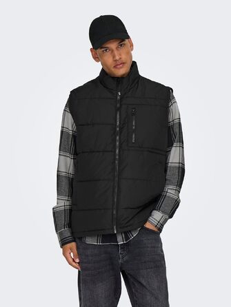 Чоловічий стібаний жилет Only & Sons Onsjake Quilted Vest, чорний, розмір S