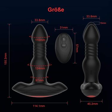 Вібратор для анусу з пульсацією та 10 режимів, пультом керування, водонепроникний, для чоловіків, жінок та пар