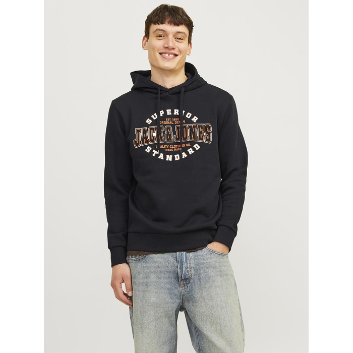 Чоловіча велика худі Jack & Jones Plus Size з логотипом, чорна