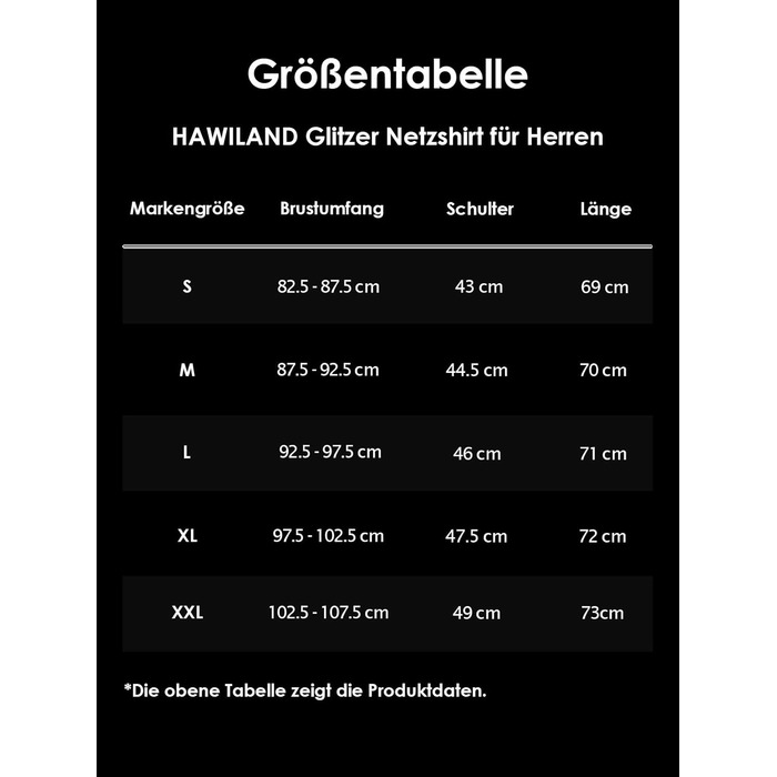 Чоловіча футболка Hawiland з блискітками, сітка, мереживо - для вечірок, клубів, рейв-вечірок. Чорний колір, розмір S