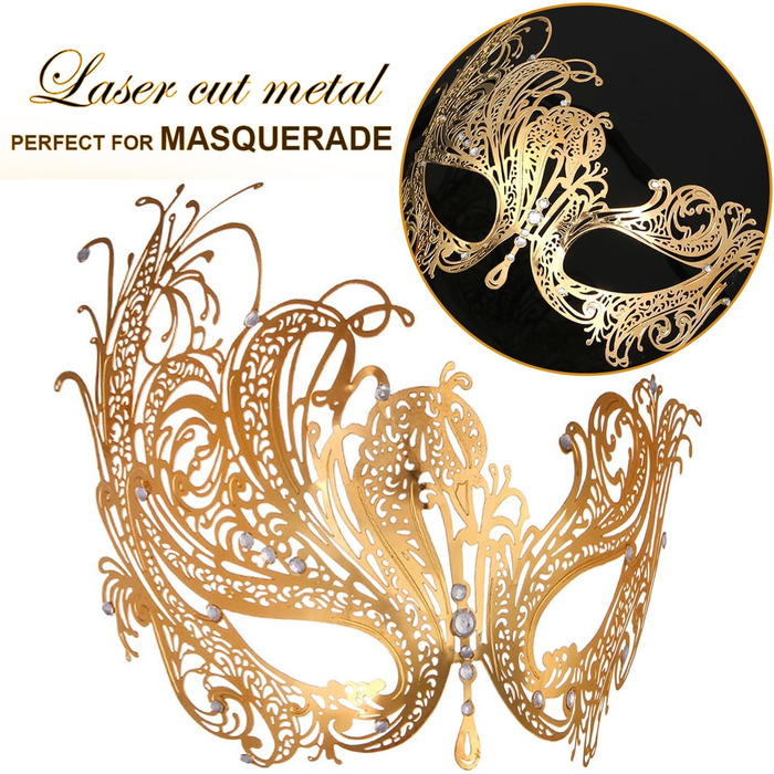 Маскарадні маски для жінок та чоловіків, пара, венеціанська маска, римсько-грецька маска для Хелловіну, костюм, вечірка, бал (Золотий Фенікс)