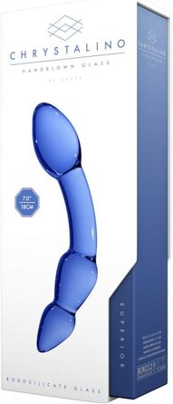 Дильдо Shots Chrystalino з боросилікатного скла, блакитний, 15 см
