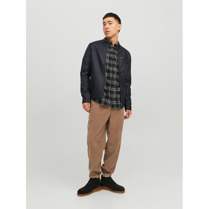 Чоловіча куртка Jack & Jones зі штучної замші, чорна, розмір 4XL