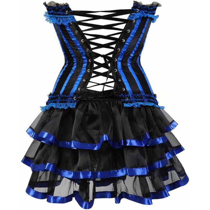 Сукня корсетна з корсажем, бюстєром, мереживом, готичний стиль, сукня бурлеск, для жінок, зелена (XXS, блакитна)