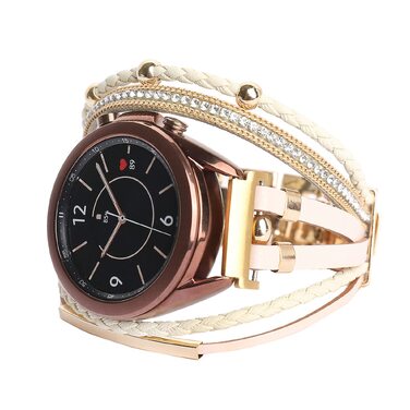 Шкіряний ремінець KONAFEI для Samsung Galaxy Watch 7/FE/6/5/4/3/Active 2, Classic (20мм), золотий