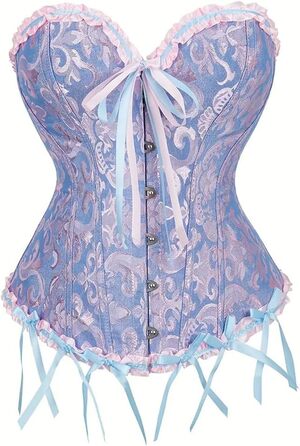 Жіночий корсет-топ з повним бюстом, готичний корсет, мереживний топ, бурлескний костюм, бодішейпер (L, фіолетовий)