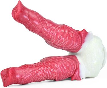 Двофалічний секс-іграшка Jixaxe з силікону, червона (для вагінальної та анальної стимуляції)